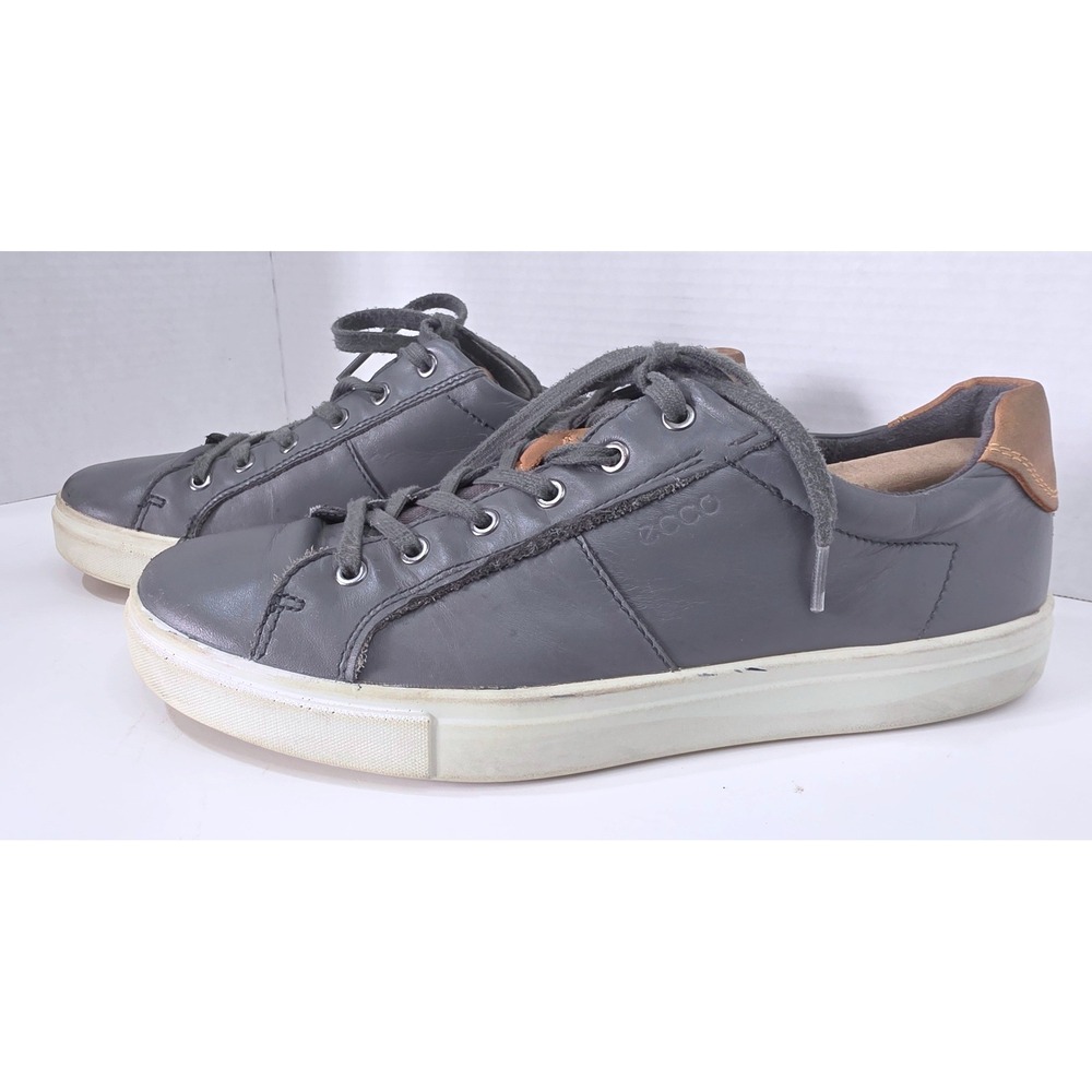 ECCO Soft 7 Mens Kyle  Grey Leather Low‎ Top Lace Up Sneakers Shoes 430004